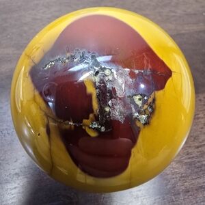 Mookite Yellow and Burgundy Marble Sphere - Home Accent